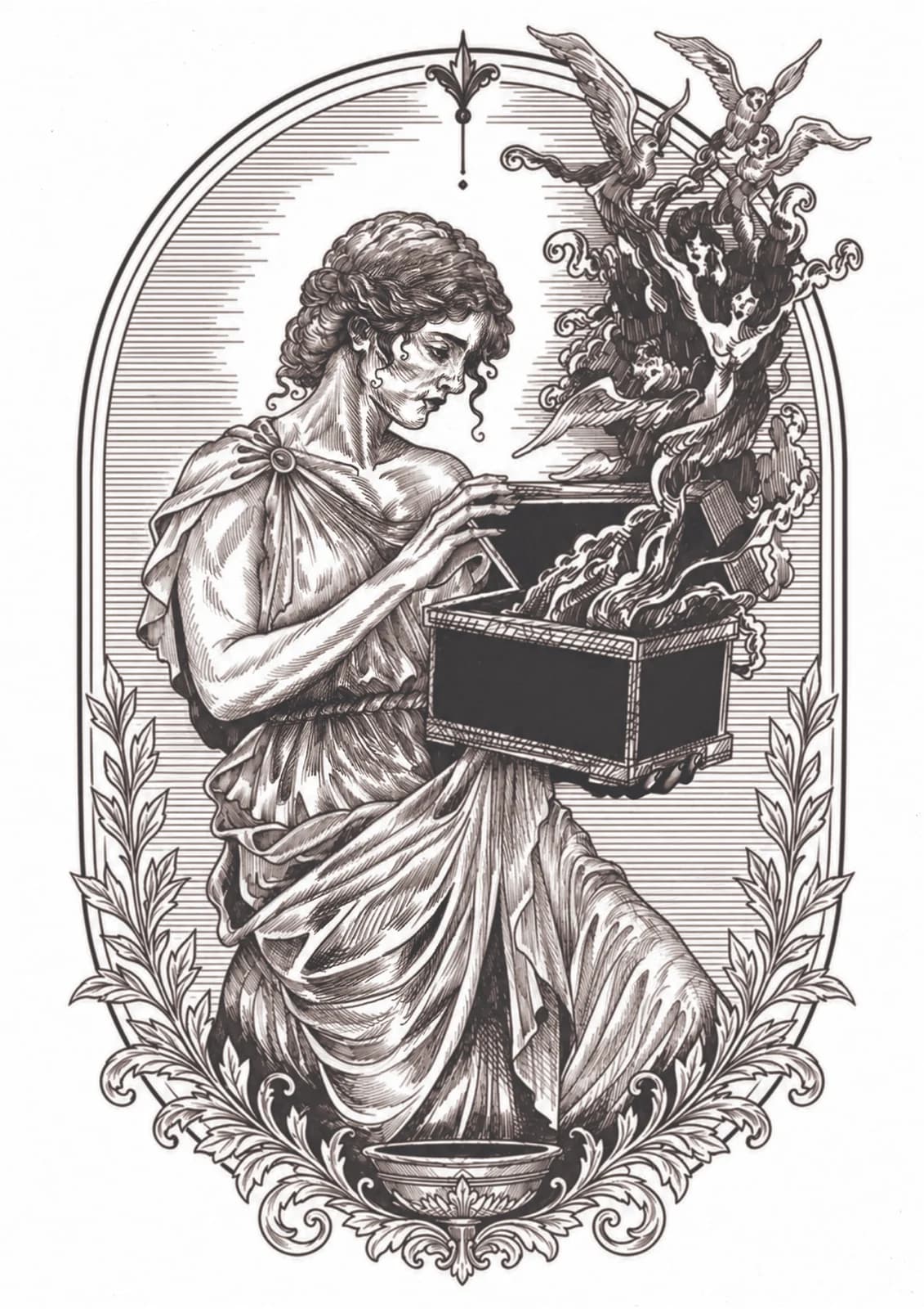 Pandore, vue du dessin numérisé