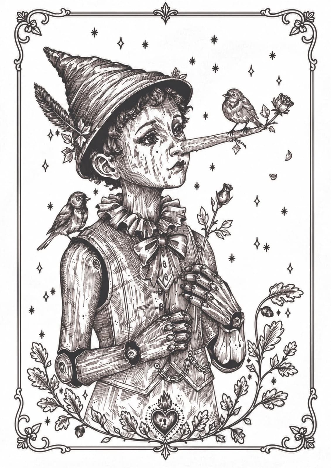 Pinocchio, vue du dessin numérisé