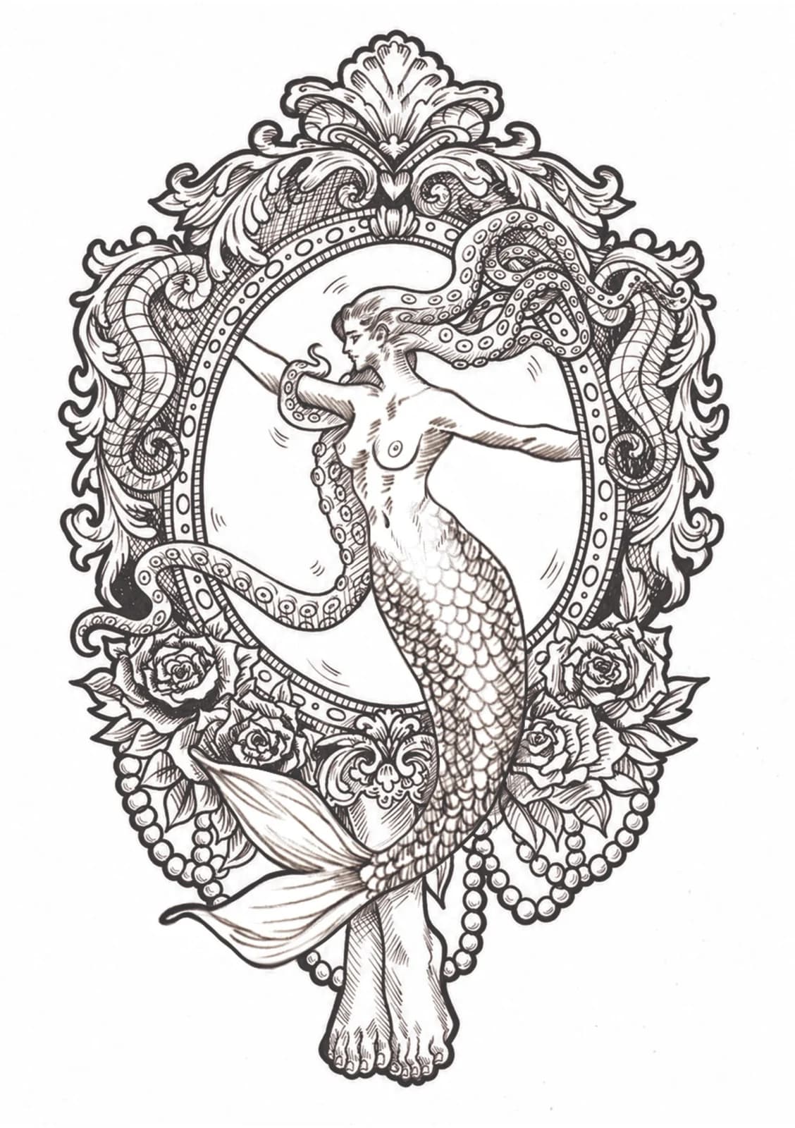 Sirène, vue du dessin numérisé