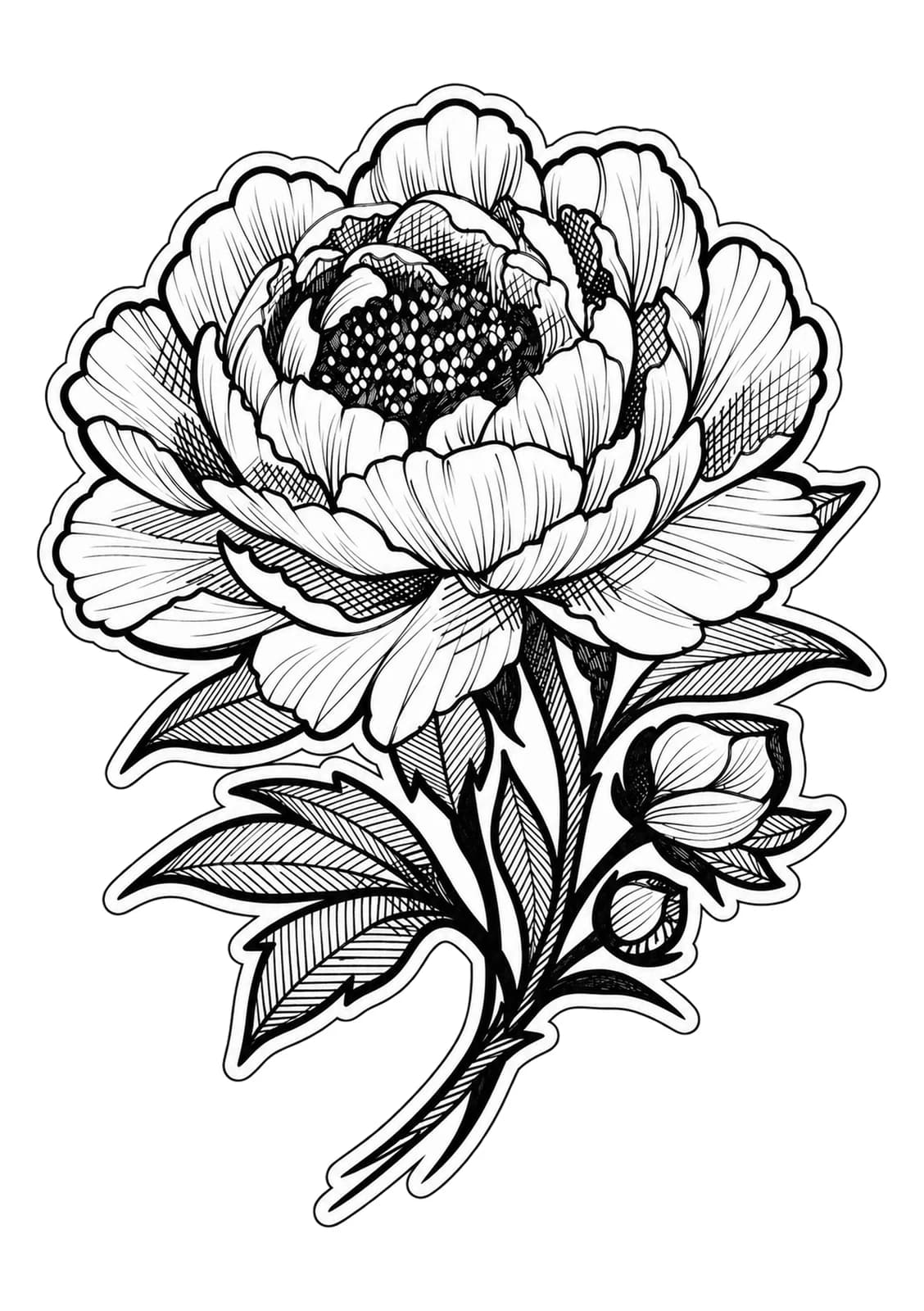 Pivoine, vue du dessin numérisé